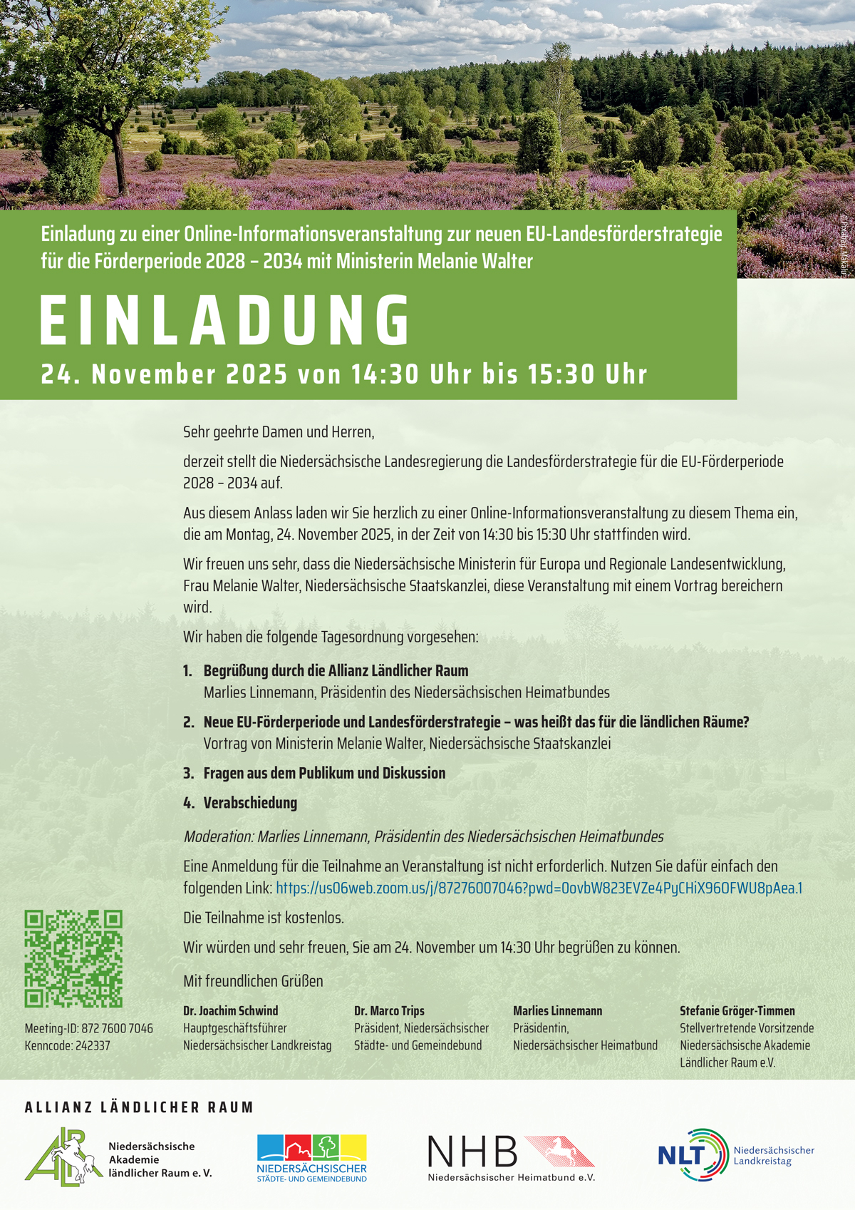 Online-Informationsveranstaltung zur neuen EU-Landesförderstrategie für die Förderperiode 2028 – 2034 mit Ministerin Melanie Walter